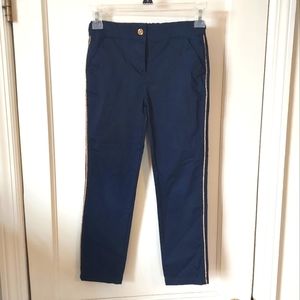 Janie & Jack Navy Dress Pants with Gold Tuxedo Stripe
